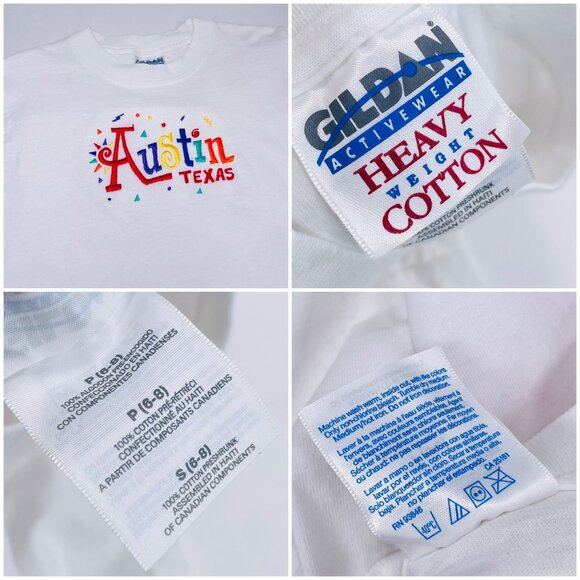 Vintage 90s AUSTIN TEXAS Embroidered White Short Sleeve Travel T-Shirt Top 6 - 8 - Picture 2 of 9